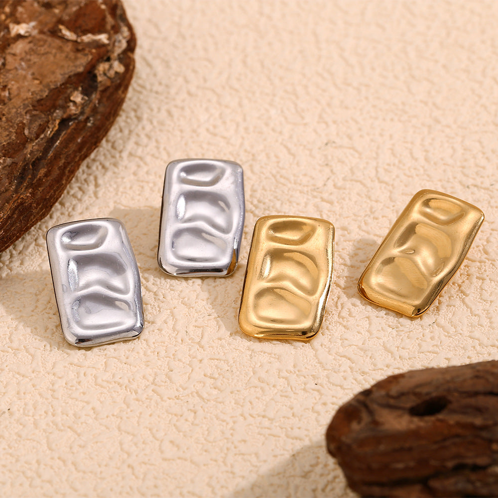 Gold Irregular Rectangular Palette Earrings- 18K