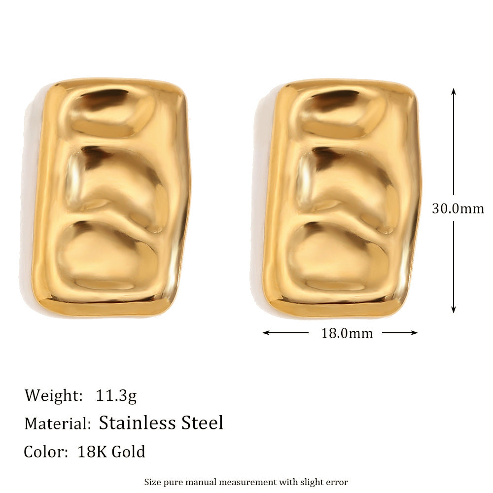 Gold Irregular Rectangular Palette Earrings- 18K