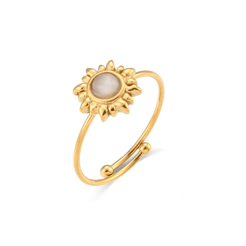 18K Adjustable Natural Stone Ring