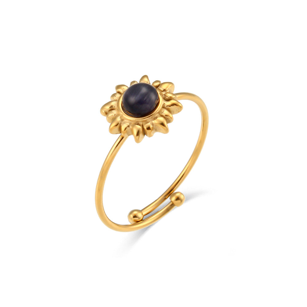 18K Adjustable Natural Stone Ring