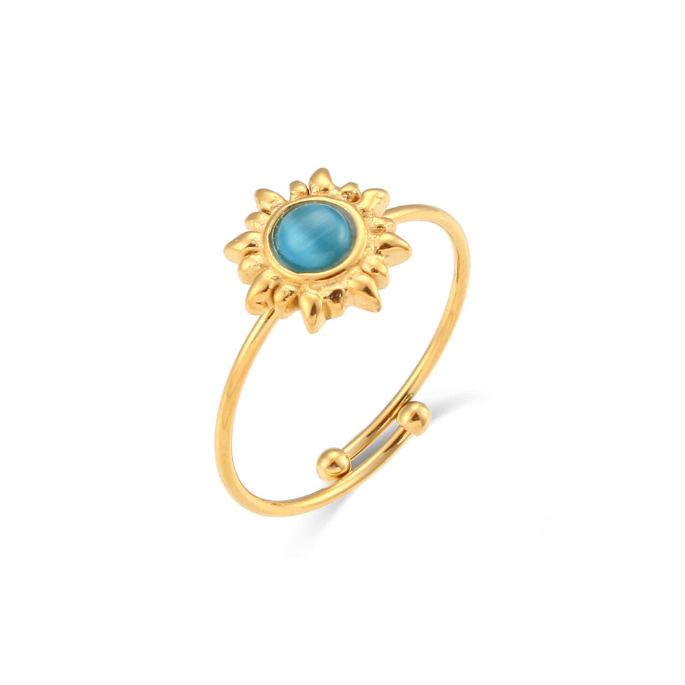 18K Adjustable Natural Stone Ring