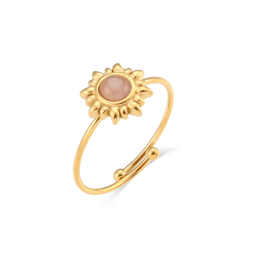 18K Adjustable Natural Stone Ring