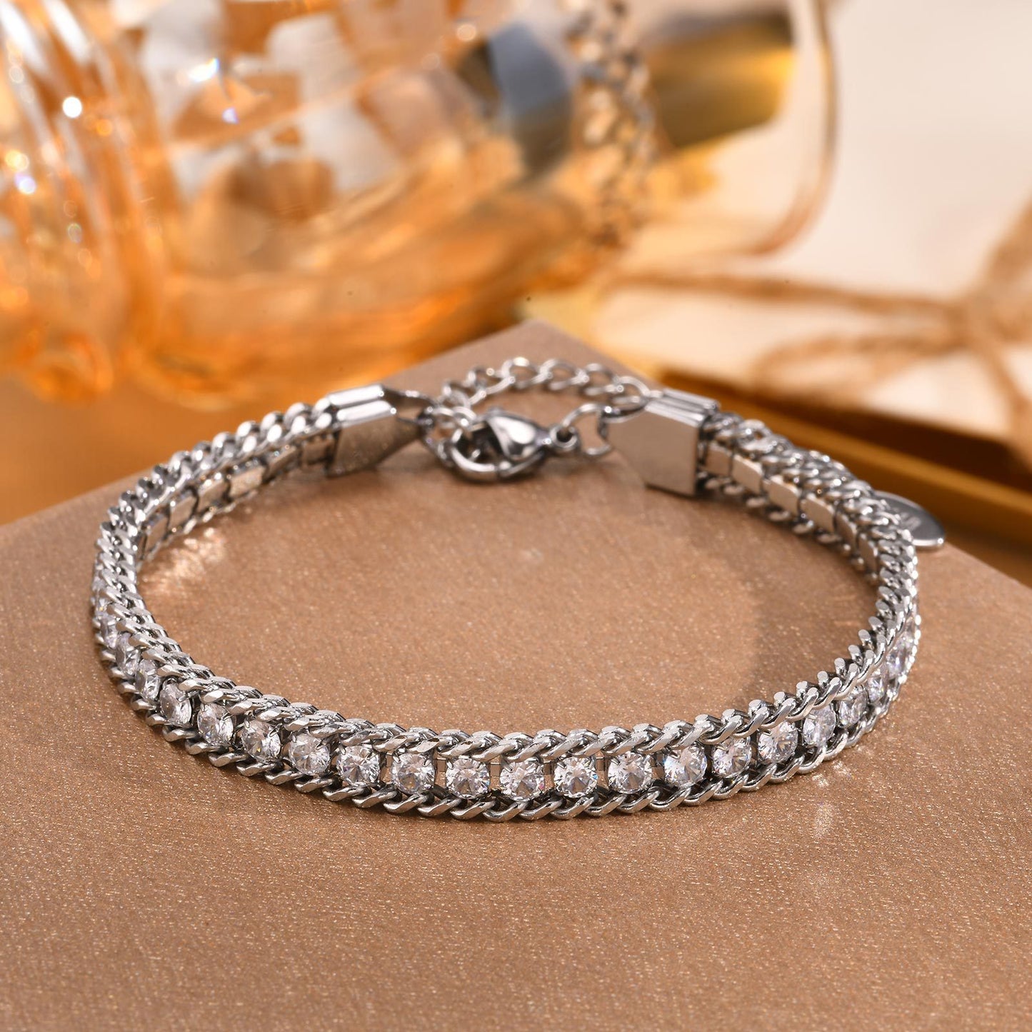Zircon Braid Chain Bracelet- 18K Gold plated
