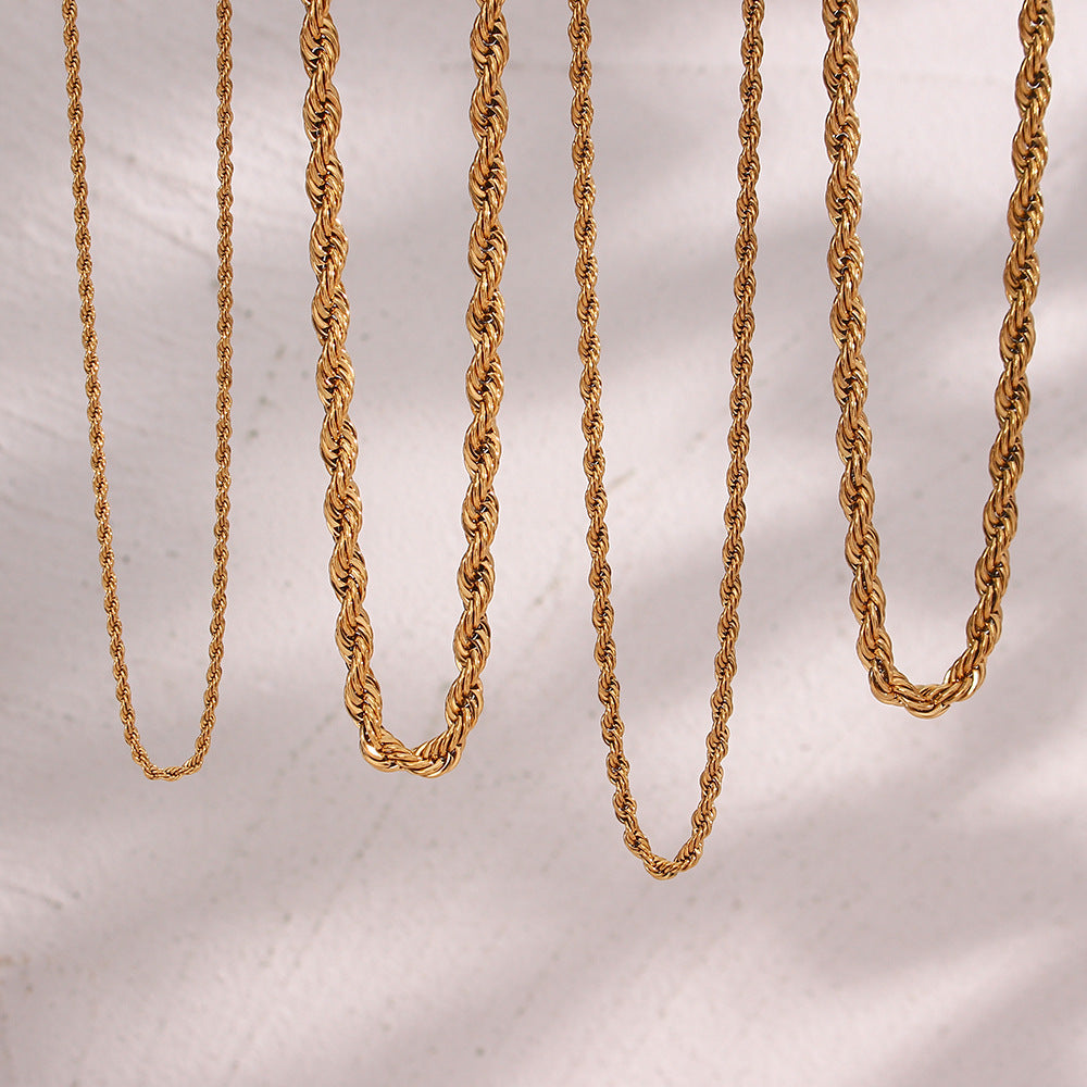 18K Gold Plated Twisted Rope Chain