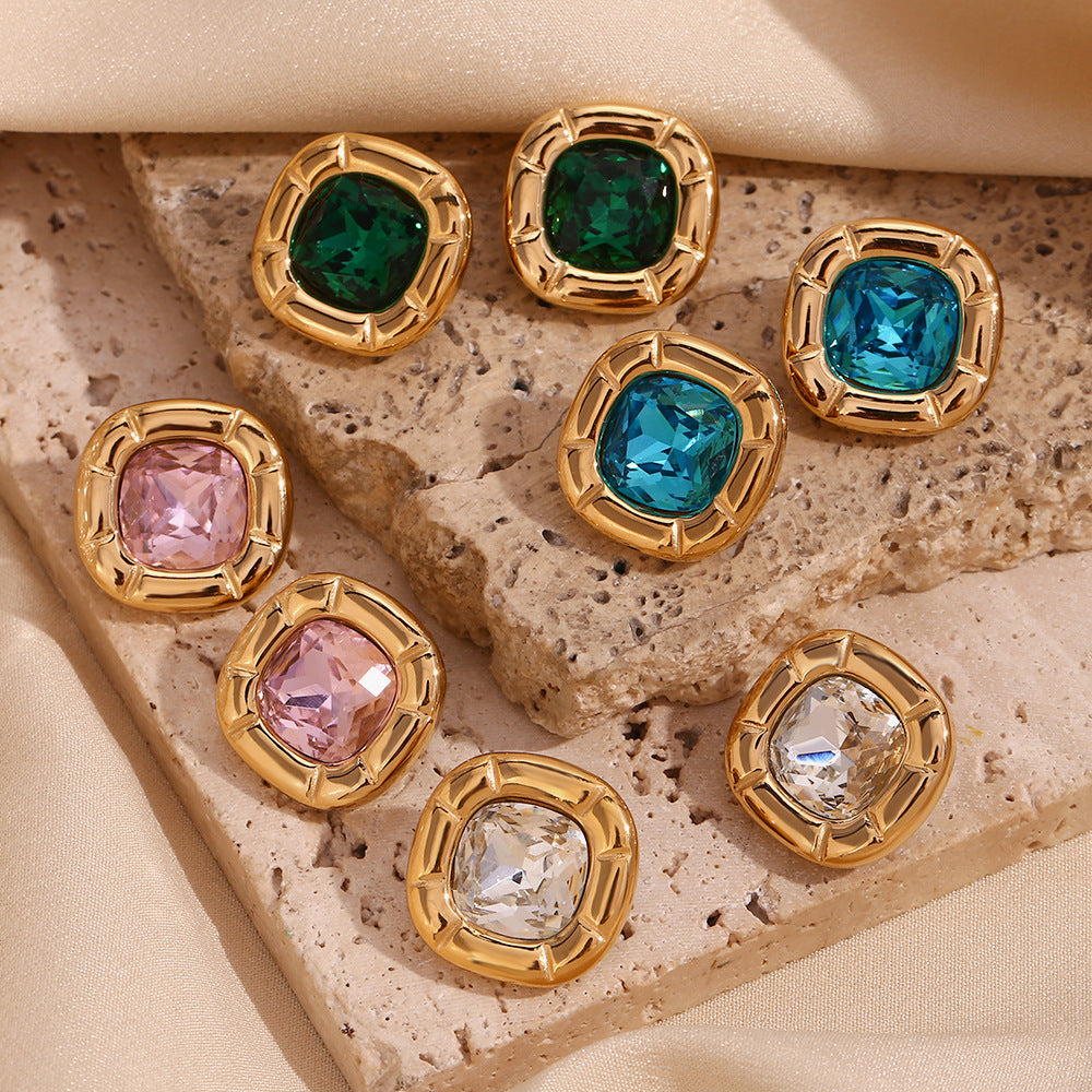 18K Gold Plated Square Zirconium Set