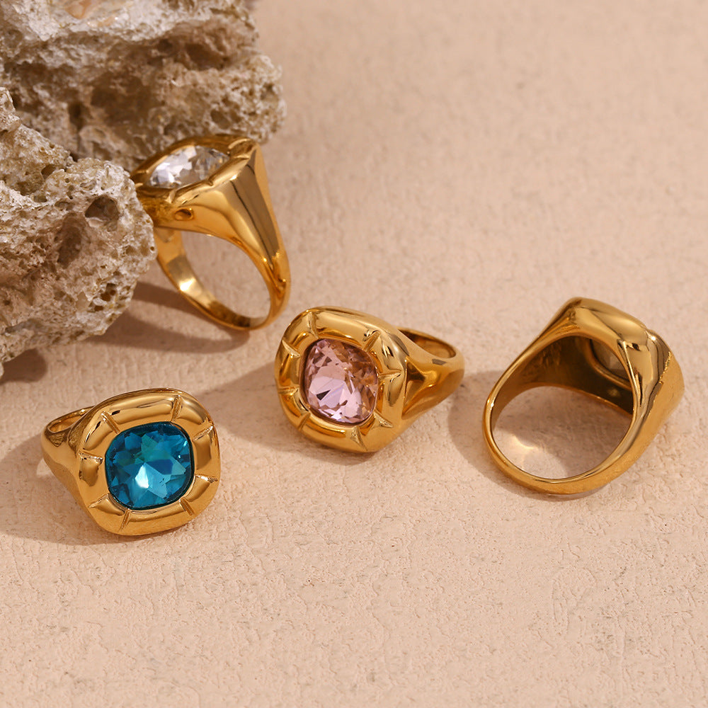 18K Gold Plated Square Zirconium Set