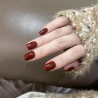 Maroon Red Short Square Press-On Nails Set CF046