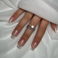 French Manicure Square Press-On Nails Set W1666
