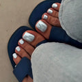 Ice Blue Chorme Tips- Toe Nails- JP4243