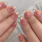 W1988- Classic Short Almond Press-On Nails Set
