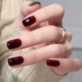 Maroon Almond Press-On Nails Set CF063