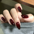 Wine Maroon Ombre Almond Press-On Nails Set JP4108