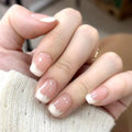 French Manicure Short Square Press-On Nails Set R914