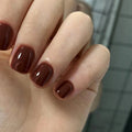 Brown Solid Short Square Press-On Nails Set CF023