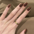 Brown Solid Round Press-On Nails Set CF058
