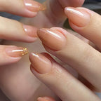 Brown Orange Short Almond Nails Set W1729
