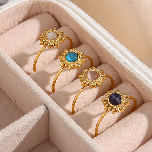18K Adjustable Natural Stone Ring