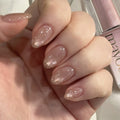 Golden Cat Eye Short Almond Press-On Nails Set JP4044