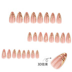 3D Gold Chrome Almond Press-On Nails Set JP4081