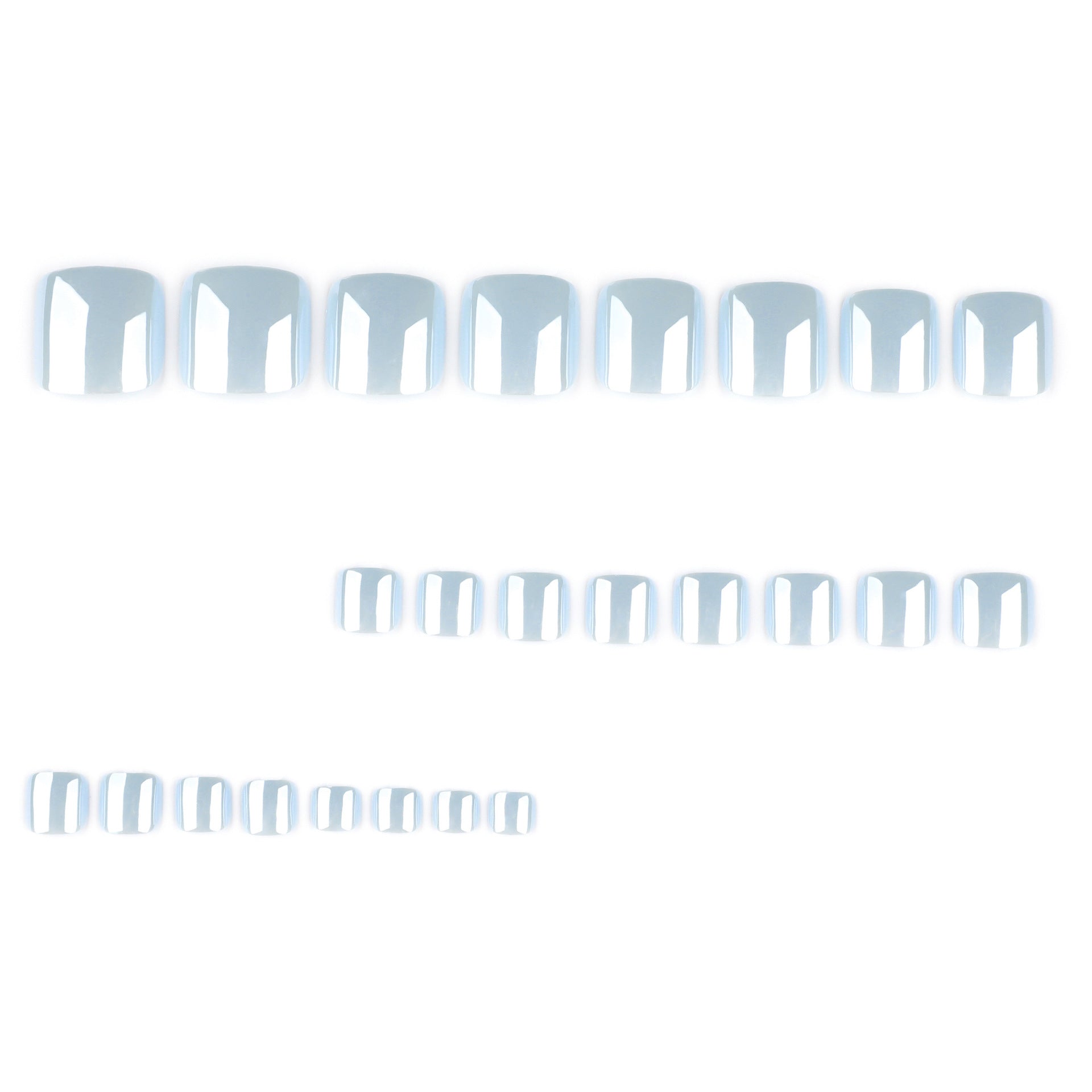 Ice Blue Chorme Tips- Toe Nails- JP4243