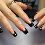 Black 3D French Square Press-On Nails Set DIY28