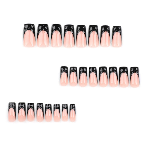 Black 3D French Square Press-On Nails Set DIY28