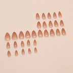 Brown Orange Short Almond Nails Set W1729