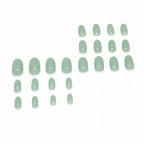 Green Round Press-On Nails Set CF057