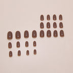 Brown Solid Round Press-On Nails Set CF058