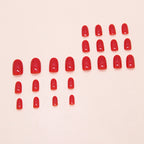 Red Round Press-On Nails Set CF050