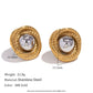 Twisted Pattern Button Gold Earrings- 18K