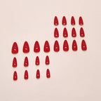 Red Almond Press-On Nails Set CF052