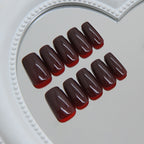 Maroon Almond Press-On Nails Set CF063