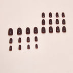 Wine Maroon Round Press-On Nails Set CF051