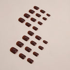 Brown Solid Short Square Press-On Nails Set CF023