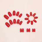 Red Round Press-On Nails Set CF050