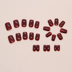 Maroon Red Short Square Press-On Nails Set CF046