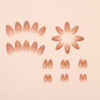 Brown Orange Short Almond Nails Set W1729