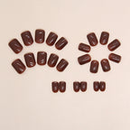 Brown Solid Short Square Press-On Nails Set CF023