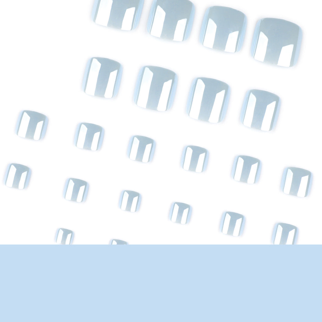 Ice Blue Chorme Tips- Toe Nails- JP4243