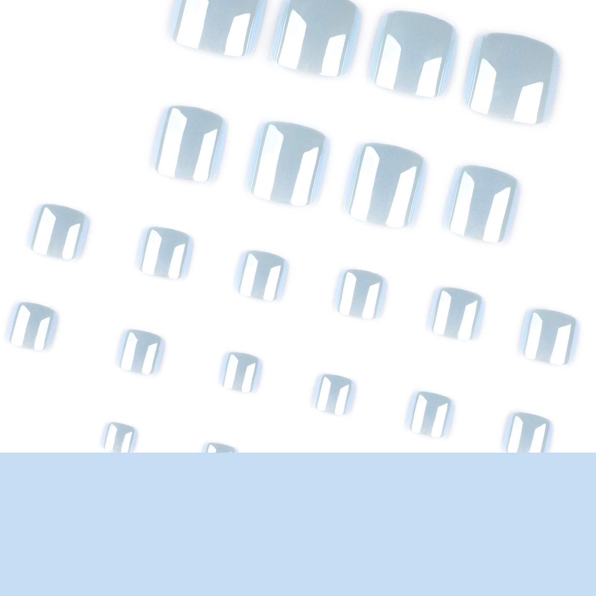 Ice Blue Chorme Tips- Toe Nails- JP4243