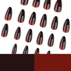 Wine Maroon Ombre Almond Press-On Nails Set JP4108