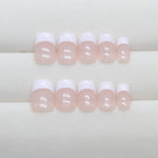 French Manicure Short Square Press-On Nails Set R914