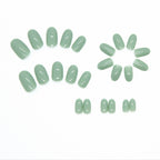 Green Round Press-On Nails Set CF057