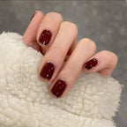 Maroon Press-On Nails Set R306