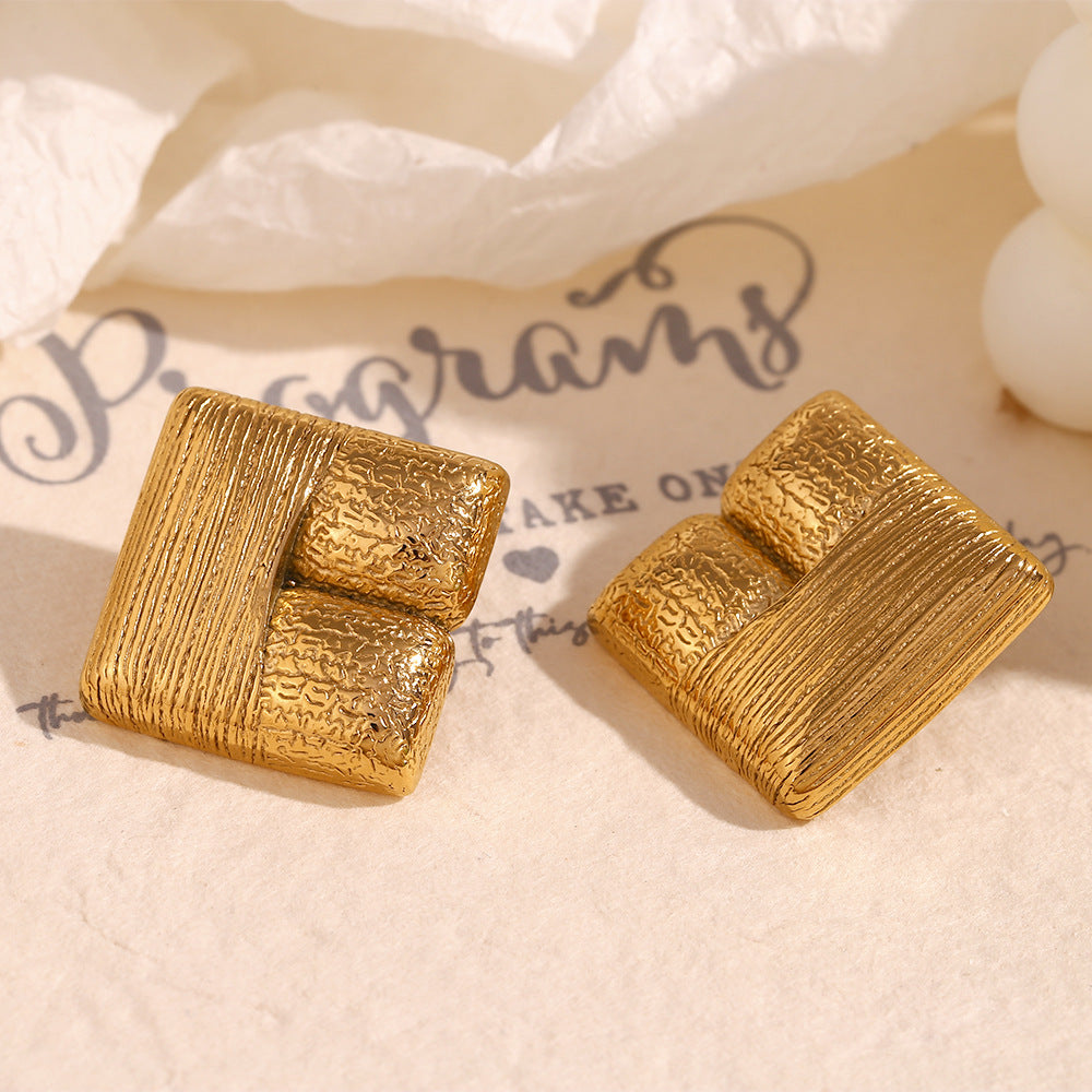 Hammered Geometric Earrings- 18K