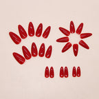 Red Almond Press-On Nails Set CF052