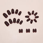 Wine Maroon Round Press-On Nails Set CF051