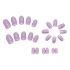 Purple Solid Round Press-On Nails Set CF060