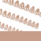Golden Cat Eye Short Almond Press-On Nails Set JP4044